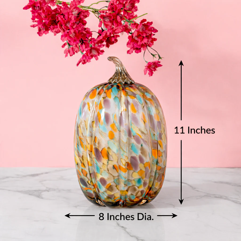 Harvest Glow Handblown Glass Pumpkin Decorative showpiece - Big - Image 2