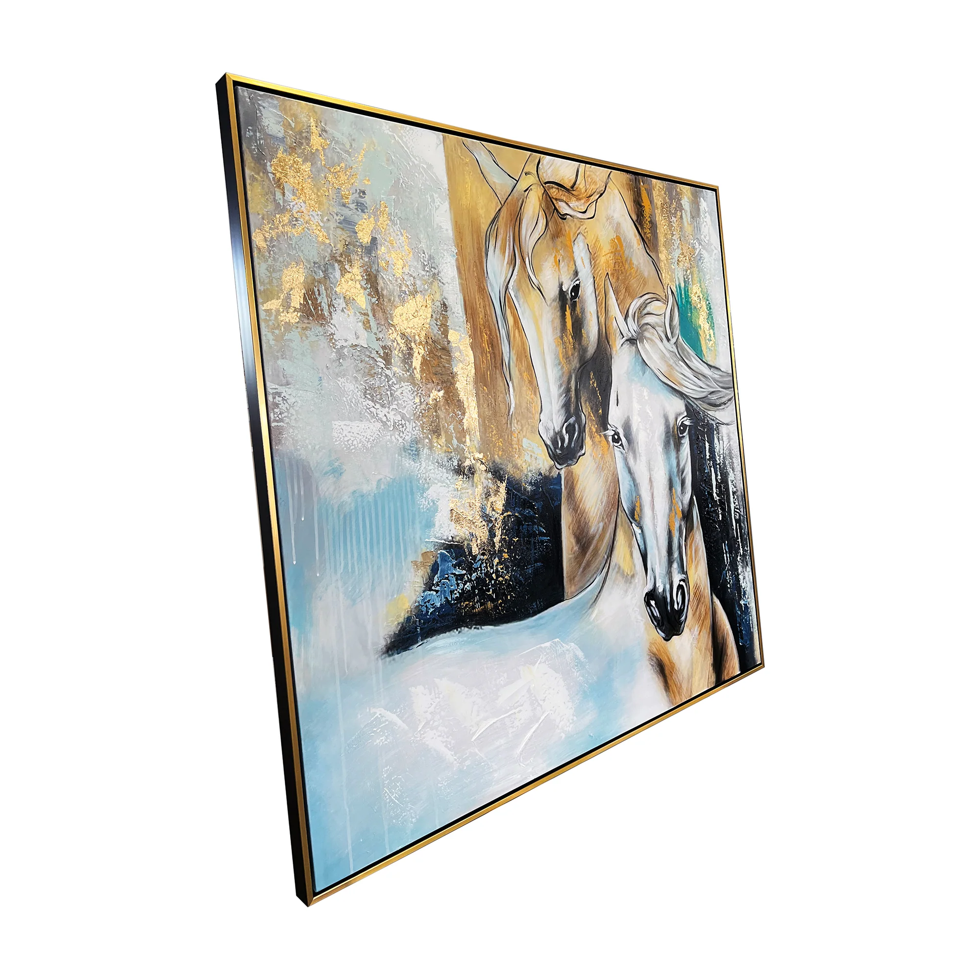 Horse Zenith 100% Hand Painted Wall Art Painting & Wall Decor Item (With outer Floater Frame) (40 x 40 Inches) - Image 3