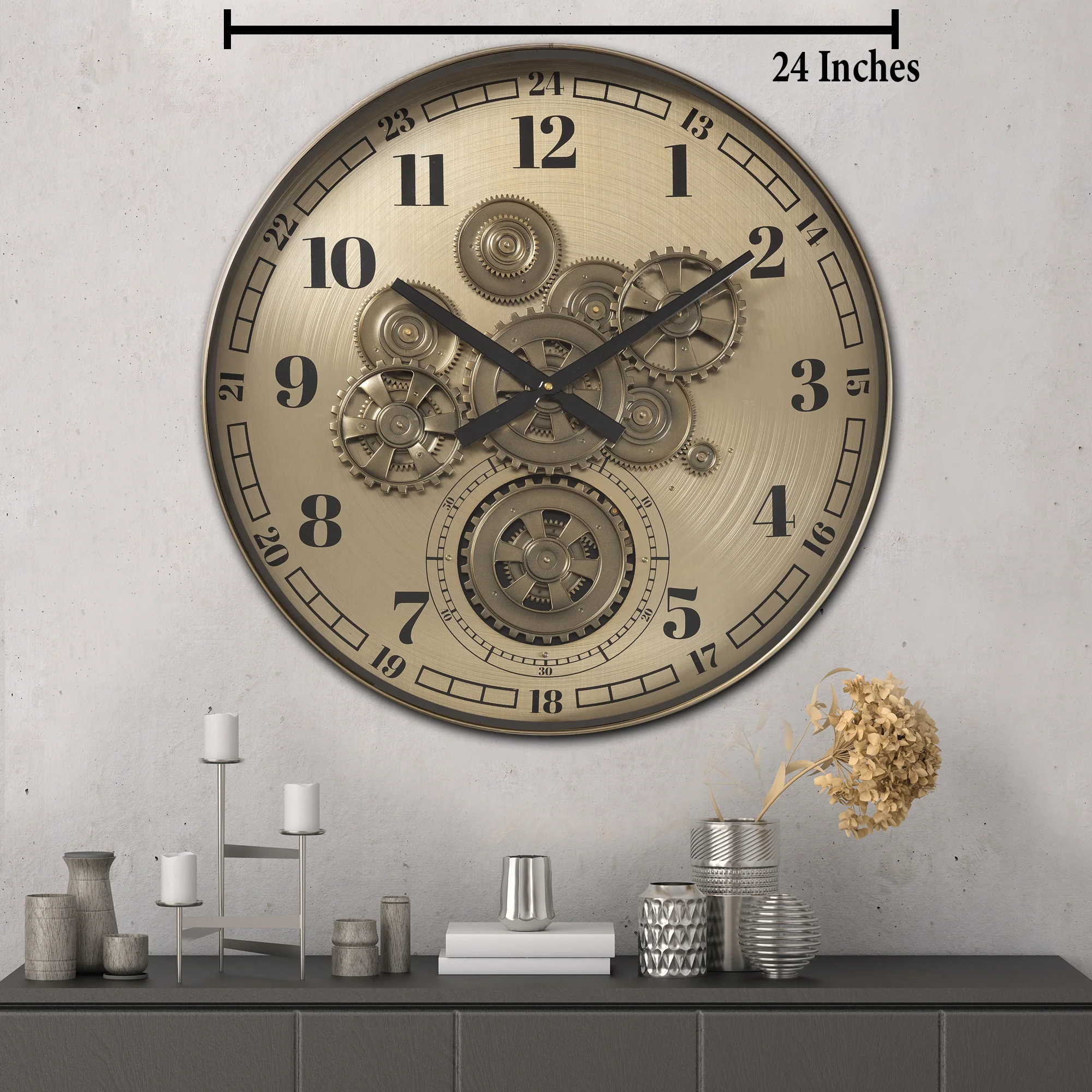 Infinity Dial Luxury Antique Wall Clock For Living Room With Moving Gear Mechanism Buy Wall Clock Online - Big (Steel Body) - Image 2