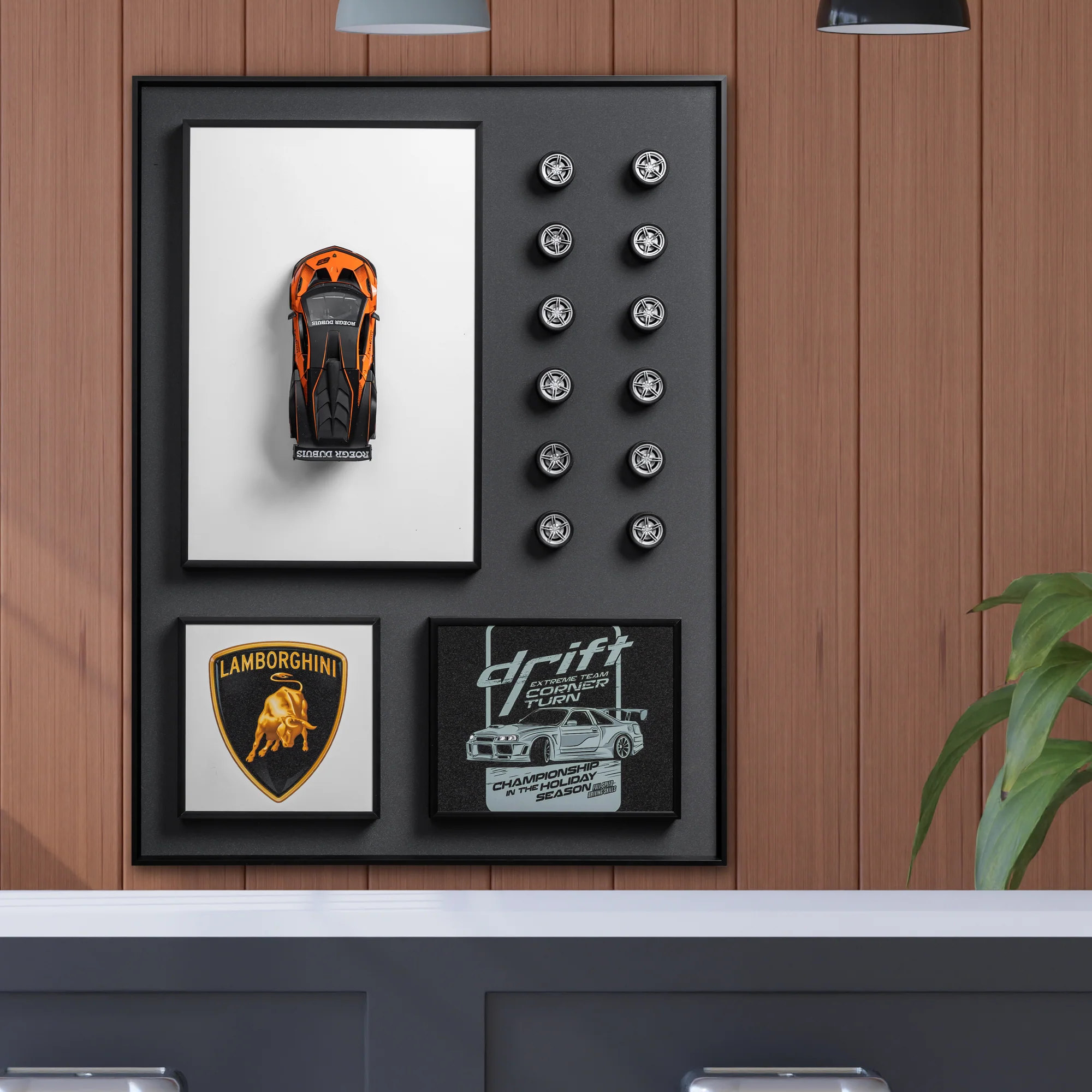 Lamborgini Car Racing Pop Art Shadow Box