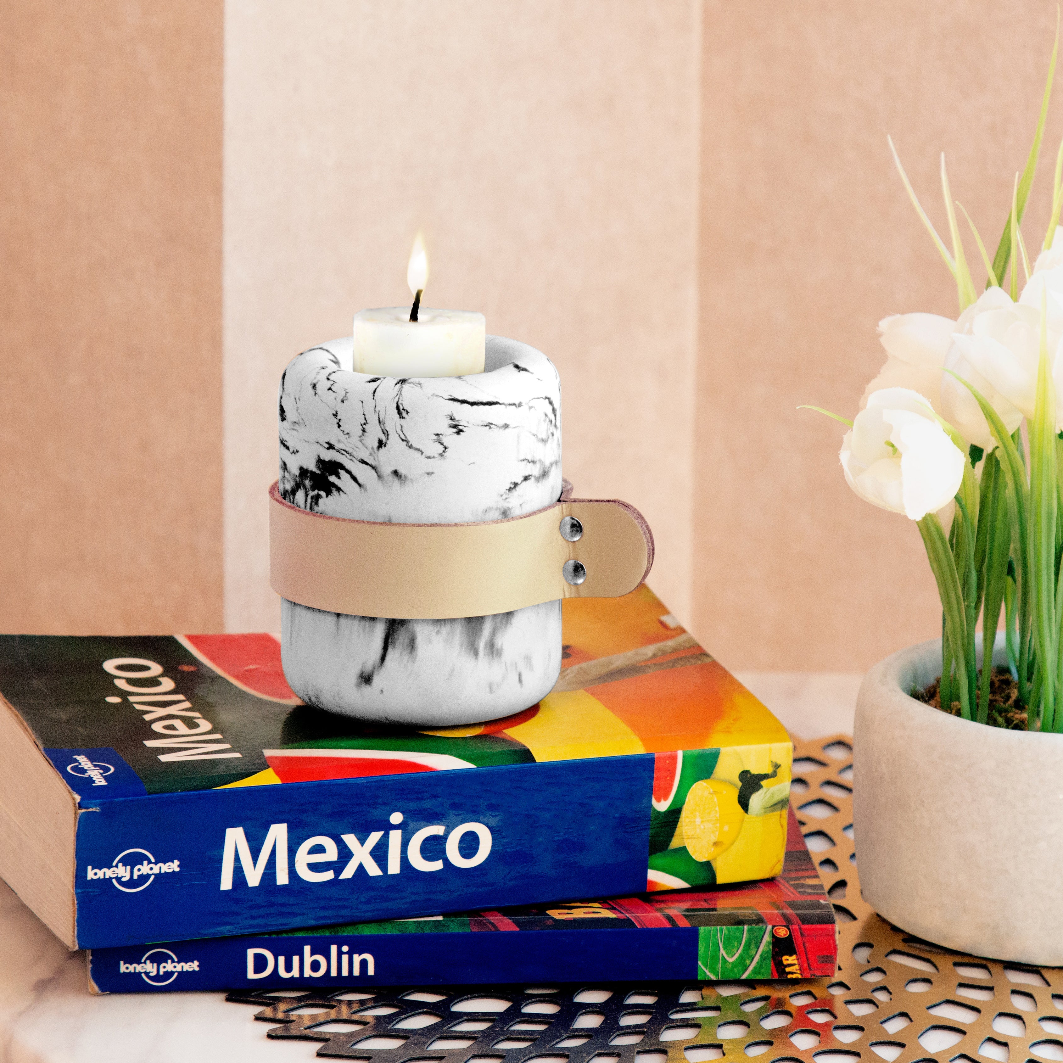 Leather Strap Decorative Candle Stand - Image 2