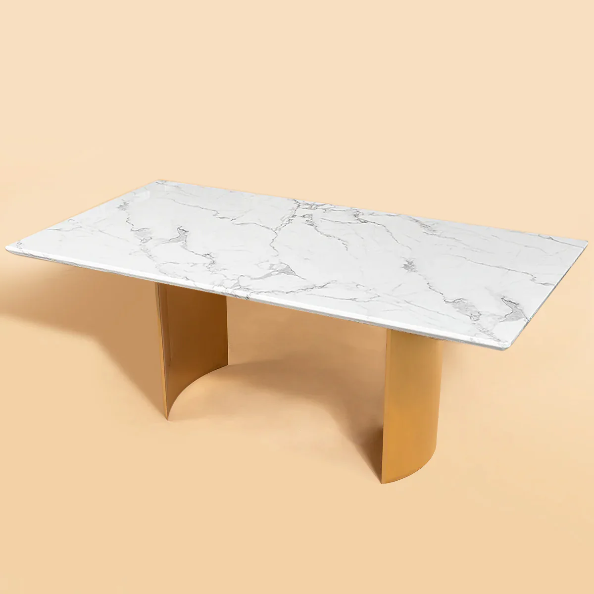 Luminary Junction Dining Table Gold - White Marble Top (Stainless Steel/Delhi Ncr only) - Image 2