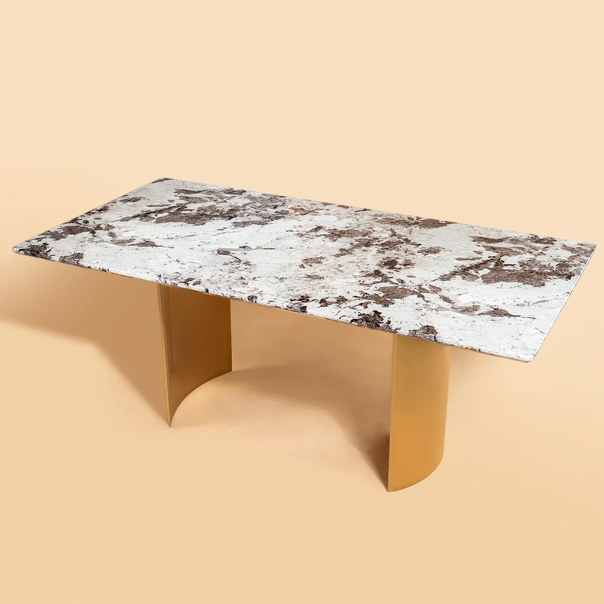 Luminary Junction Dining Table Gold - Brown Marble Top (Stainless Steel/Delhi Ncr Only) - Image 2