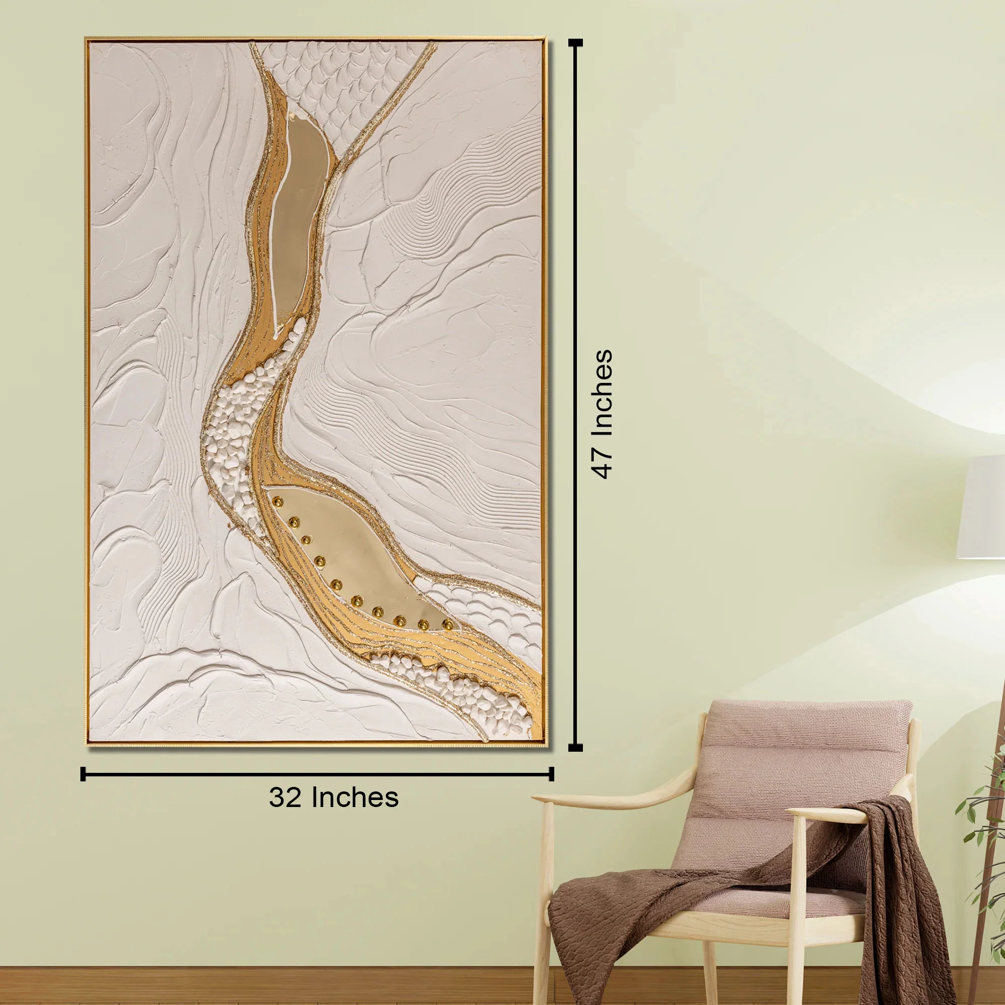 Luminous Flow 100% Hand Wall Painting For Home ( 32 x 47 Inches ) - Image 2