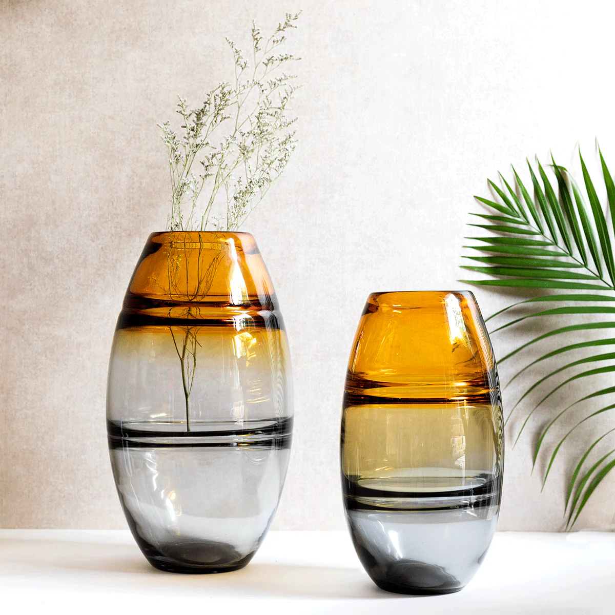 Lupin grey and Gold Handblown Decorative Vase - Large - Image 2