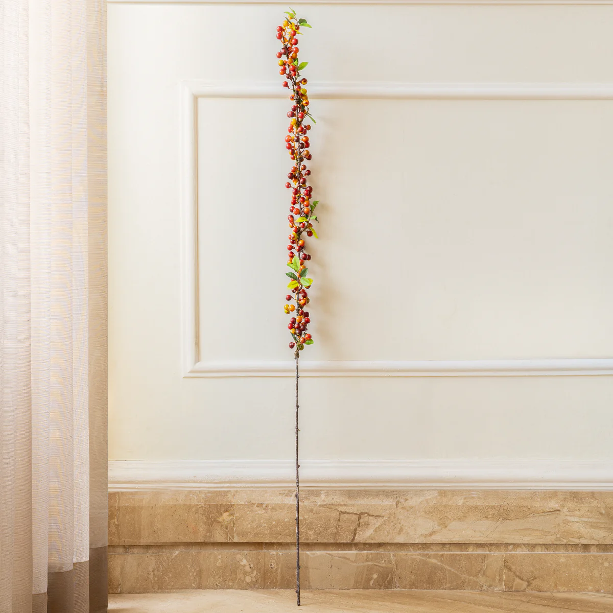 Lush Red & Orange Berry Artificial Stem (Single Stem Only) - Image 3
