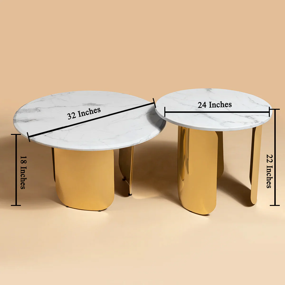 Luxe Slate Centre Table for Living Room - Set of 2 (Stainless Steel) - Image 5