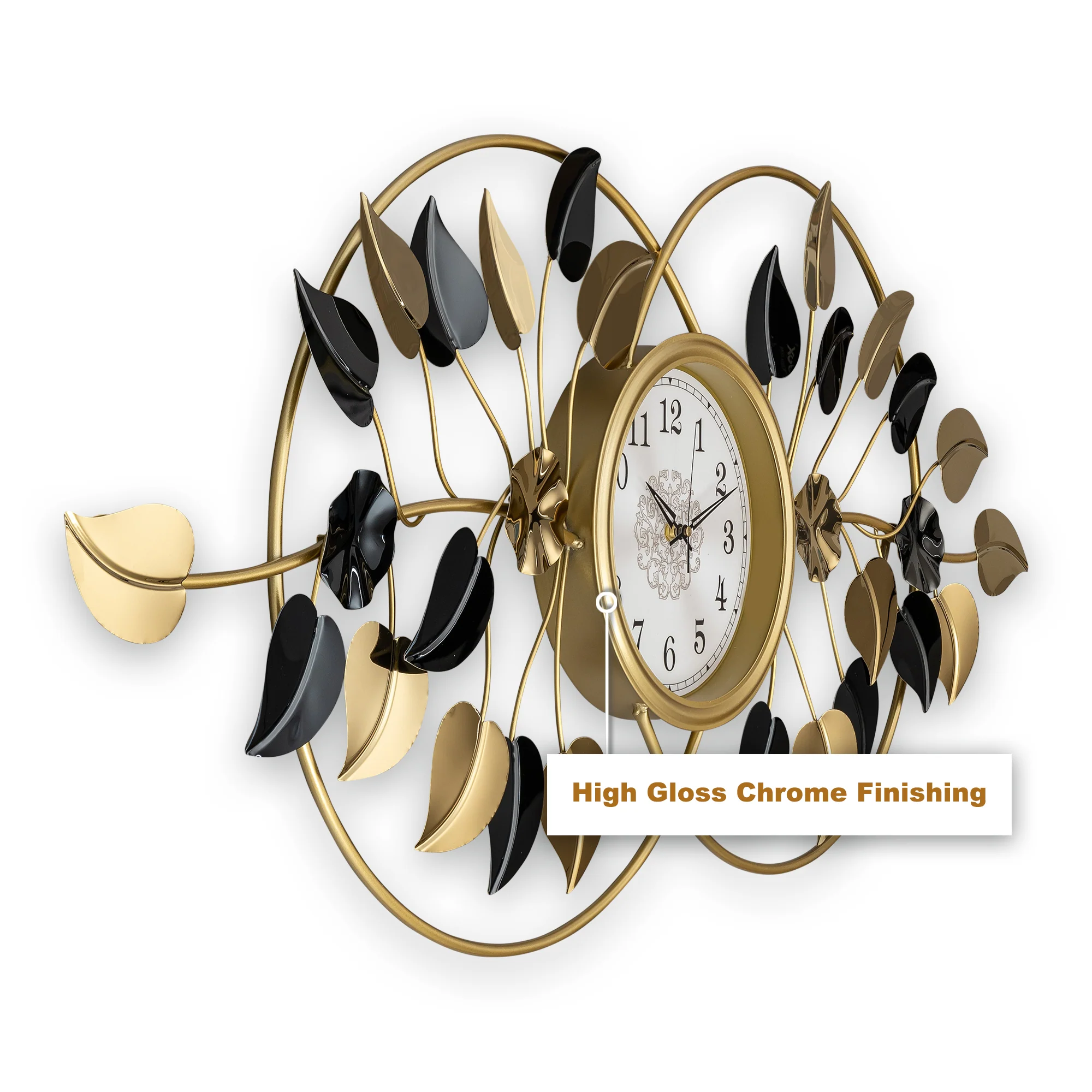 Luxurious Golden Radiance Metal Wall Art Clock - Image 2