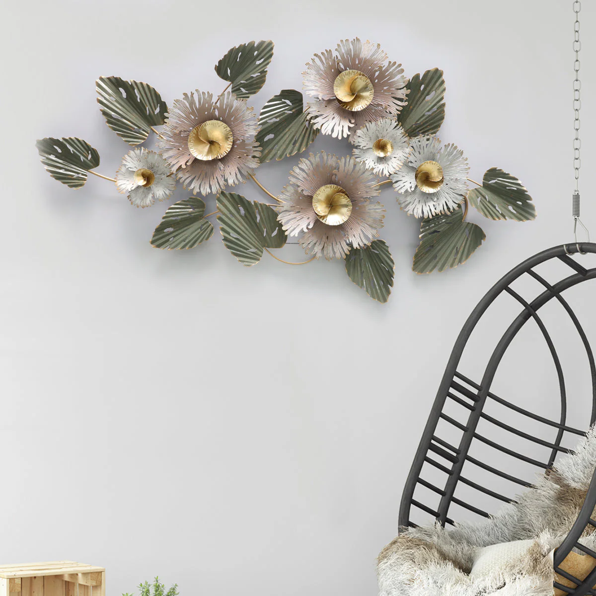 Madison Floral Affair Metal Art for Wall - Gold Foil Work - Image 5