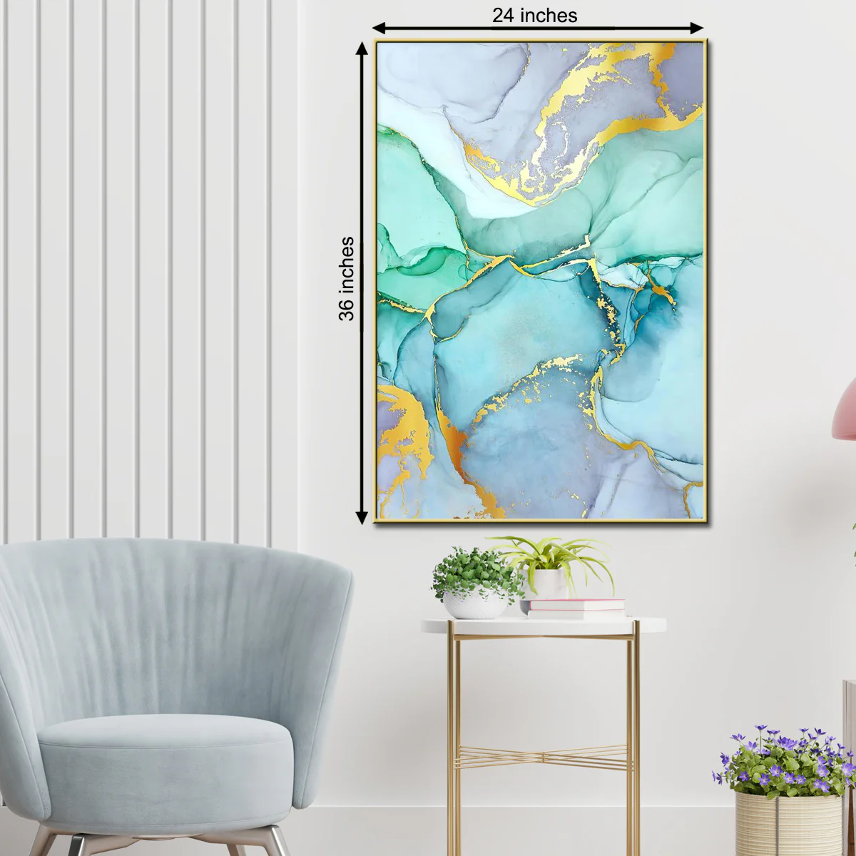 Marble Paint Effect Framed Canvas Wall Art - Image 2