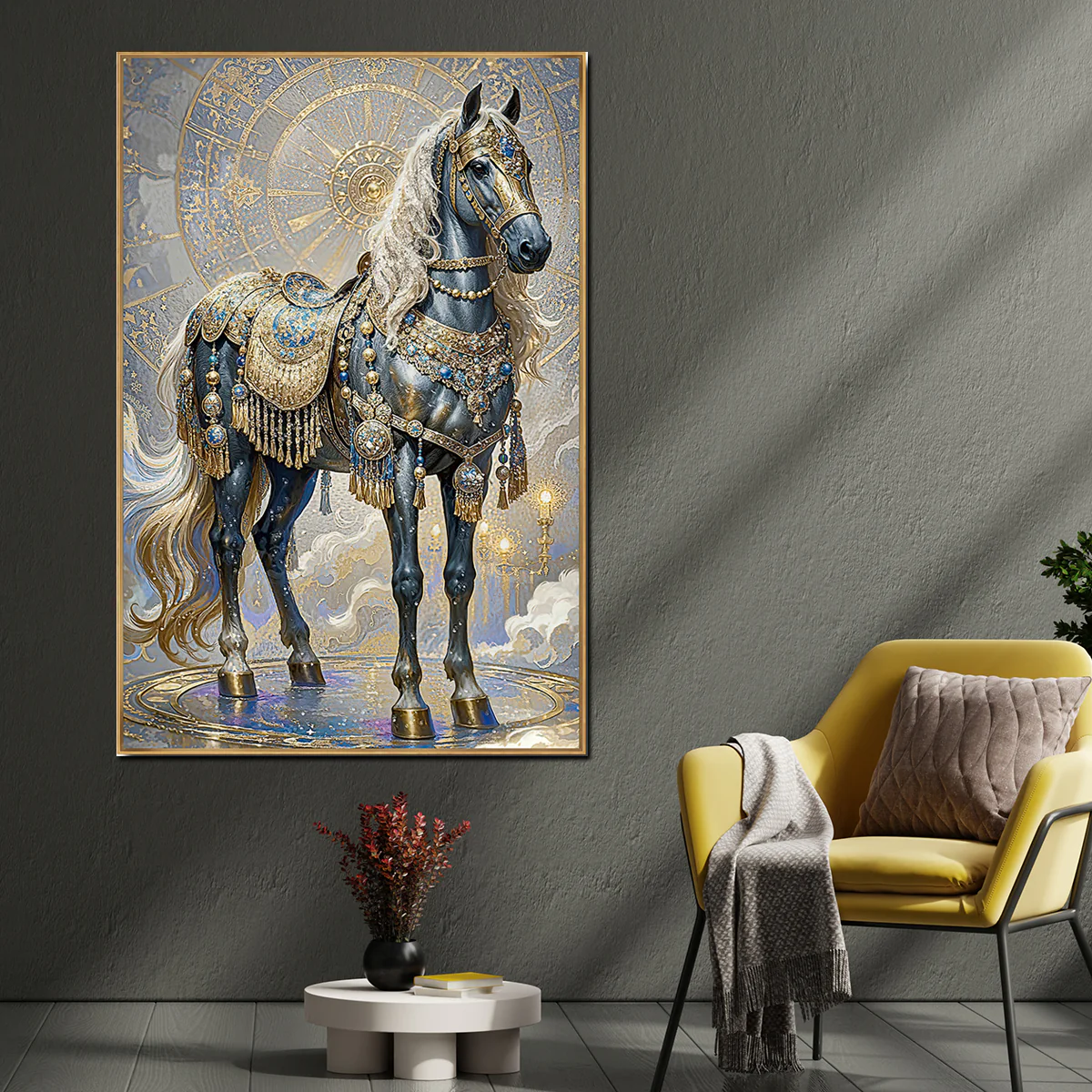 Meridian Glory Horse Crystal Glass Wall Paintings For Home