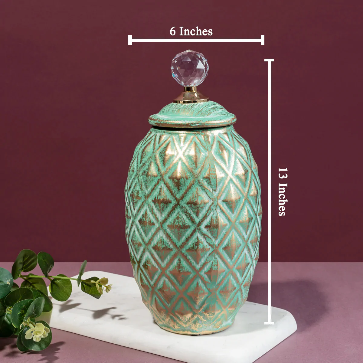 Mesmerizing Emerald Decorative Ceramic Vase And Showpiece - Image 2