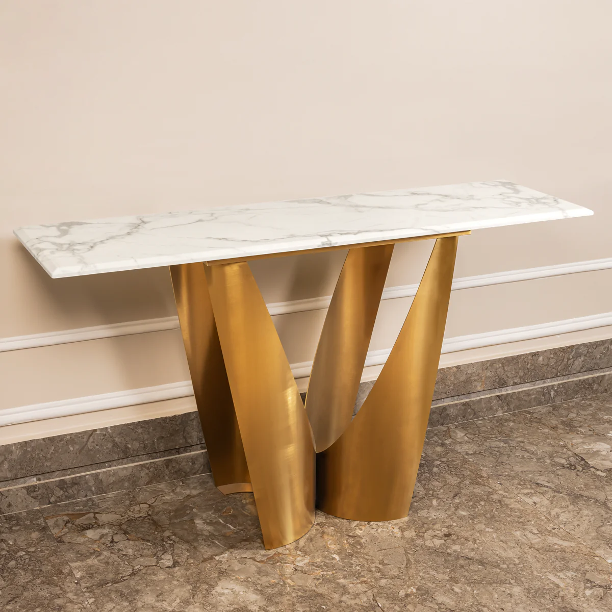 Midnight Gold Marble Top Console Tables for Home (Stainless Steel) (N) - Image 3