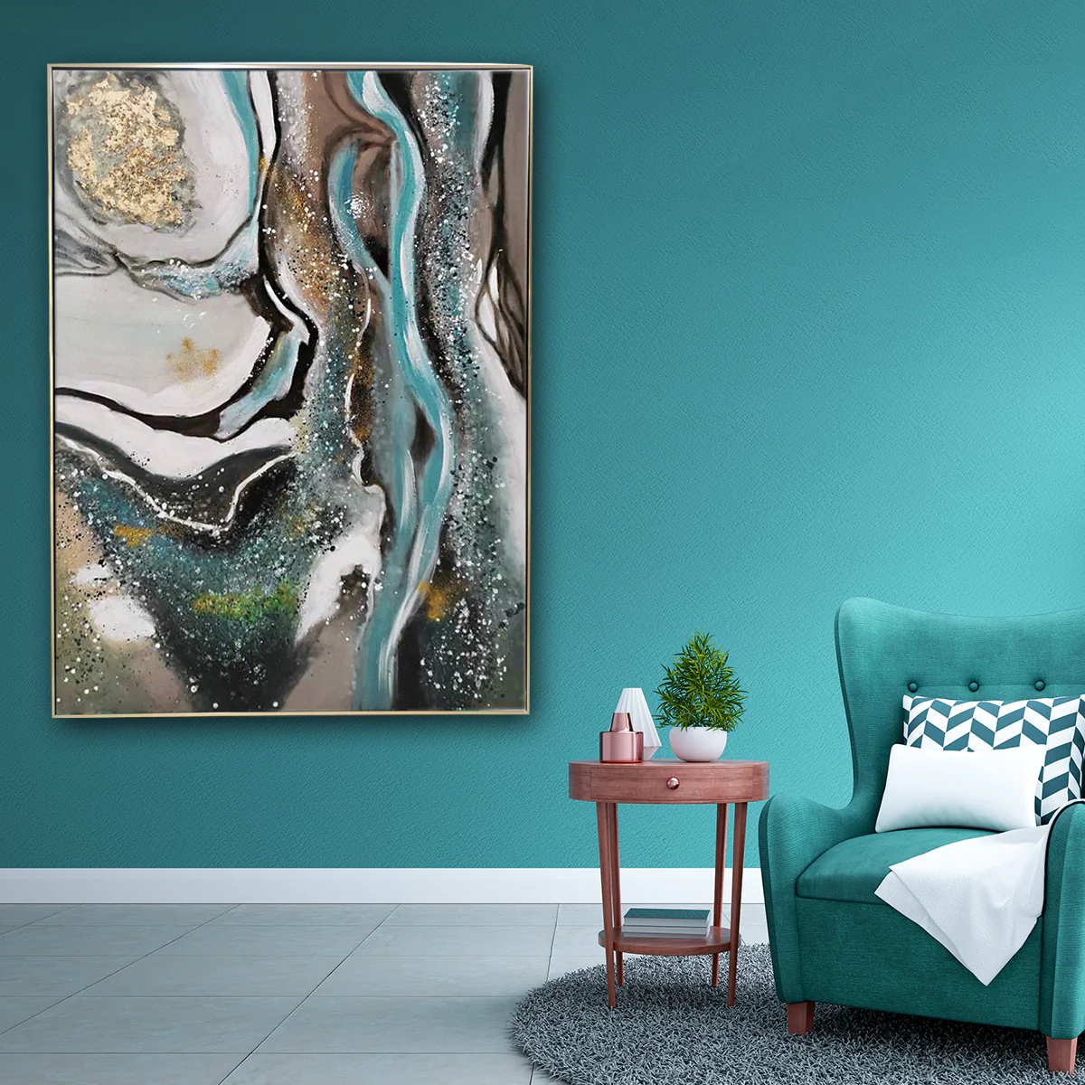 Midsummer's Dream 100% Hand Painted Wall Painting (With outer Floater Frame)