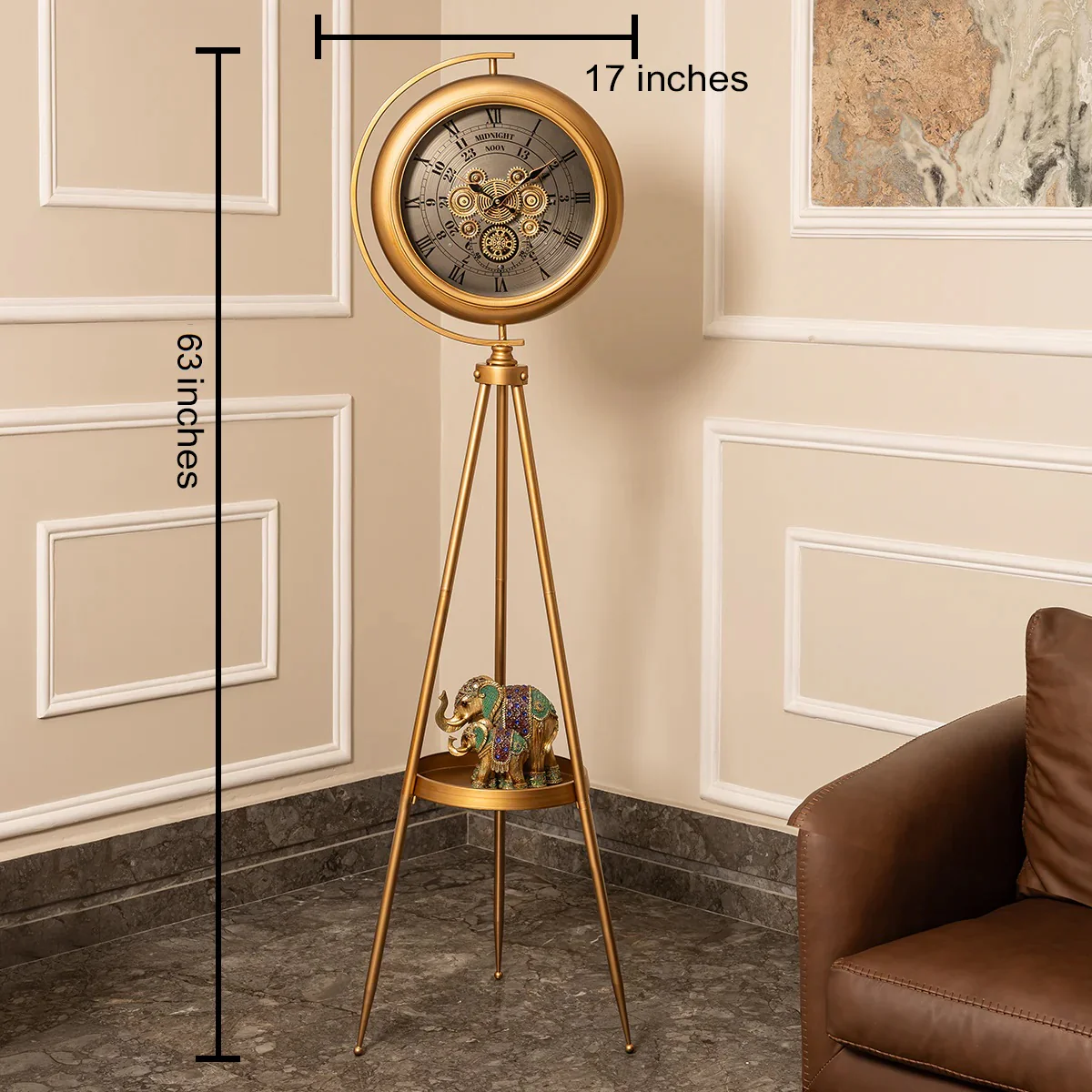 Milestone Marker Tripod Base Luxury Designer Floor Clock With Moving Gear Mechanism Buy Floor Clock Online (Steel Body) - Image 3
