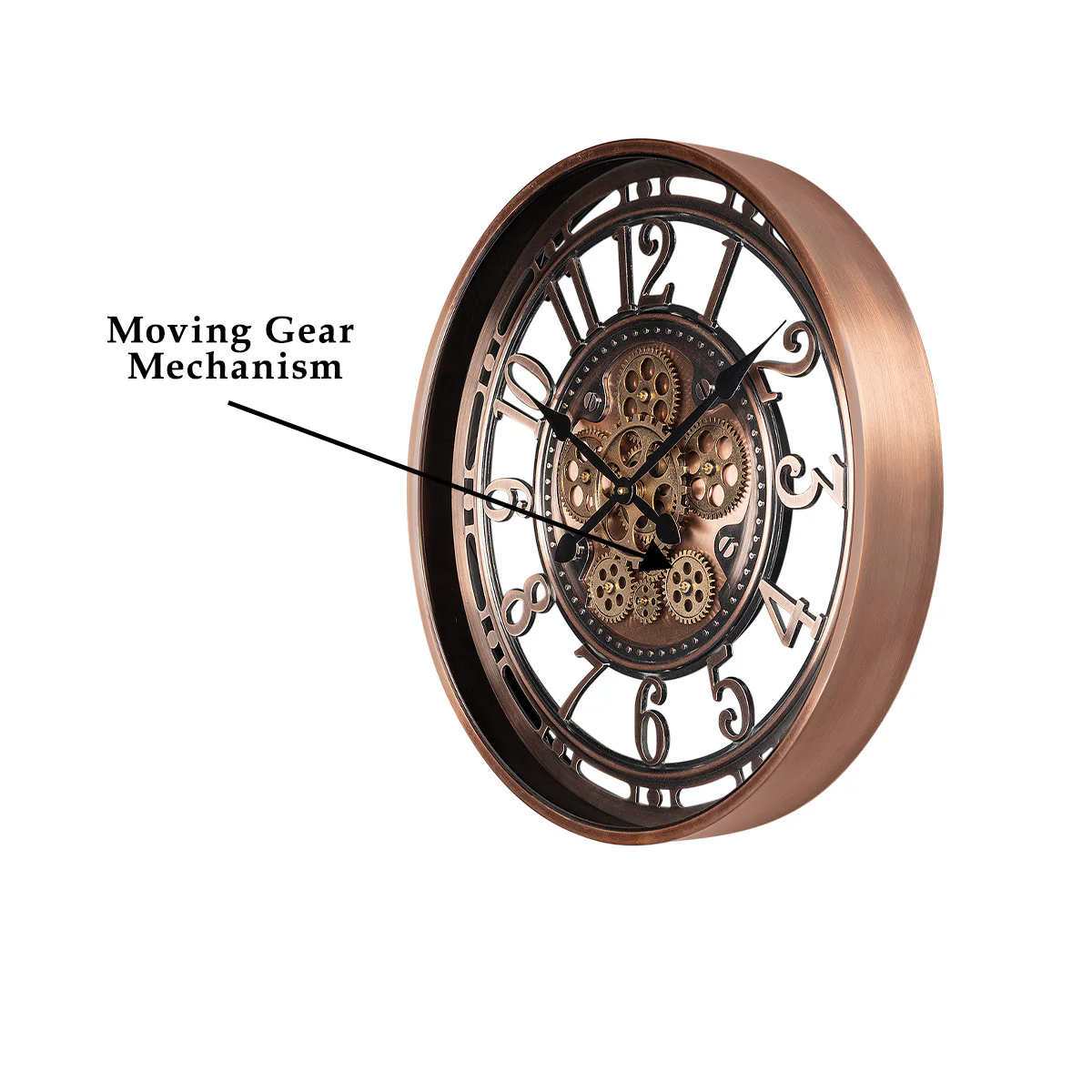 Minute Master Luxury Designer Wall Clock With Moving Gear Mechanism Buy Wall Clock Online - Rose Gold (Steel Body) - Image 3