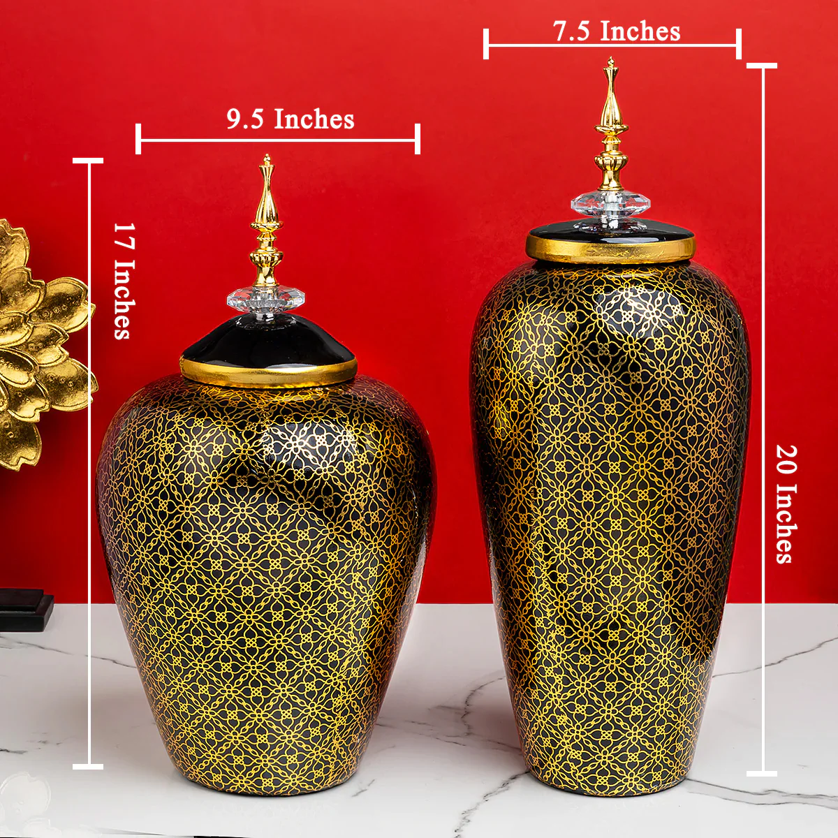 Modena Morello Decorative Vase & Items for Room Decoration - Set Of 2 - Image 2