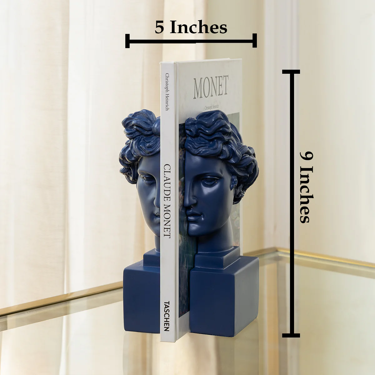 Modern Apollo Bookend For Books - Pair (Navy Blue) - Image 2