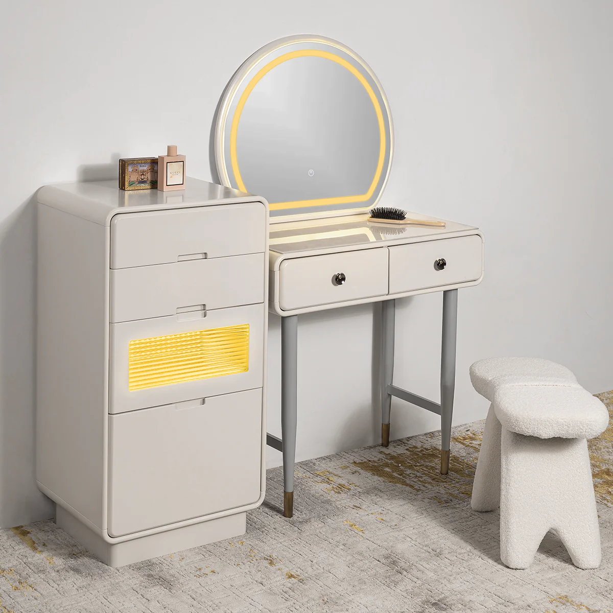 Mystic Meridian  Dressing Table & Vanity Set With Mirror & Poof Chair - Image 4