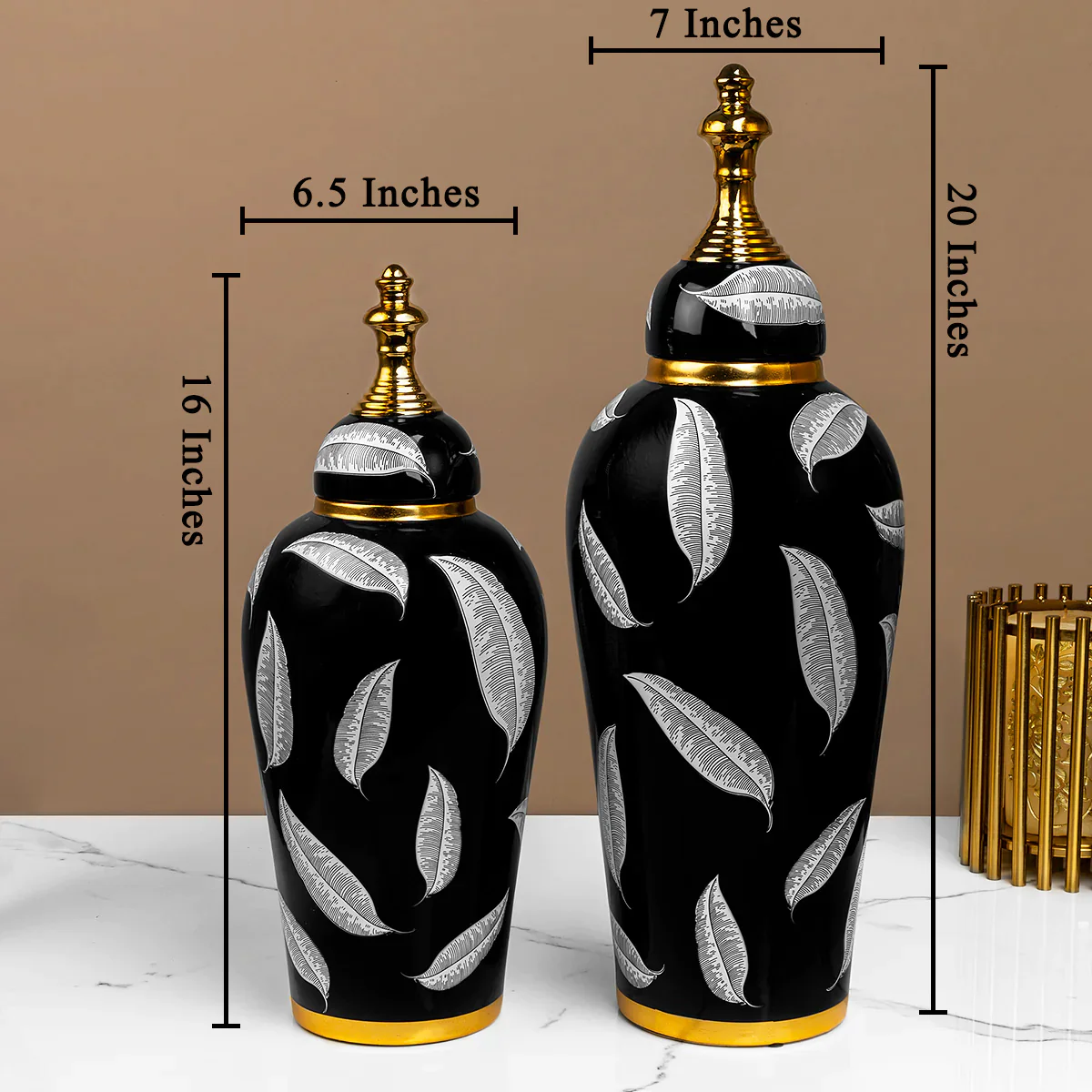 Mystic Moonstone Decorative Vase And Showpiece - Set of 2 - Image 2