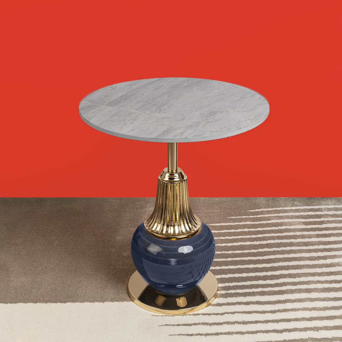 Obsidian Elegance Accent Side Table - Gray Marble
