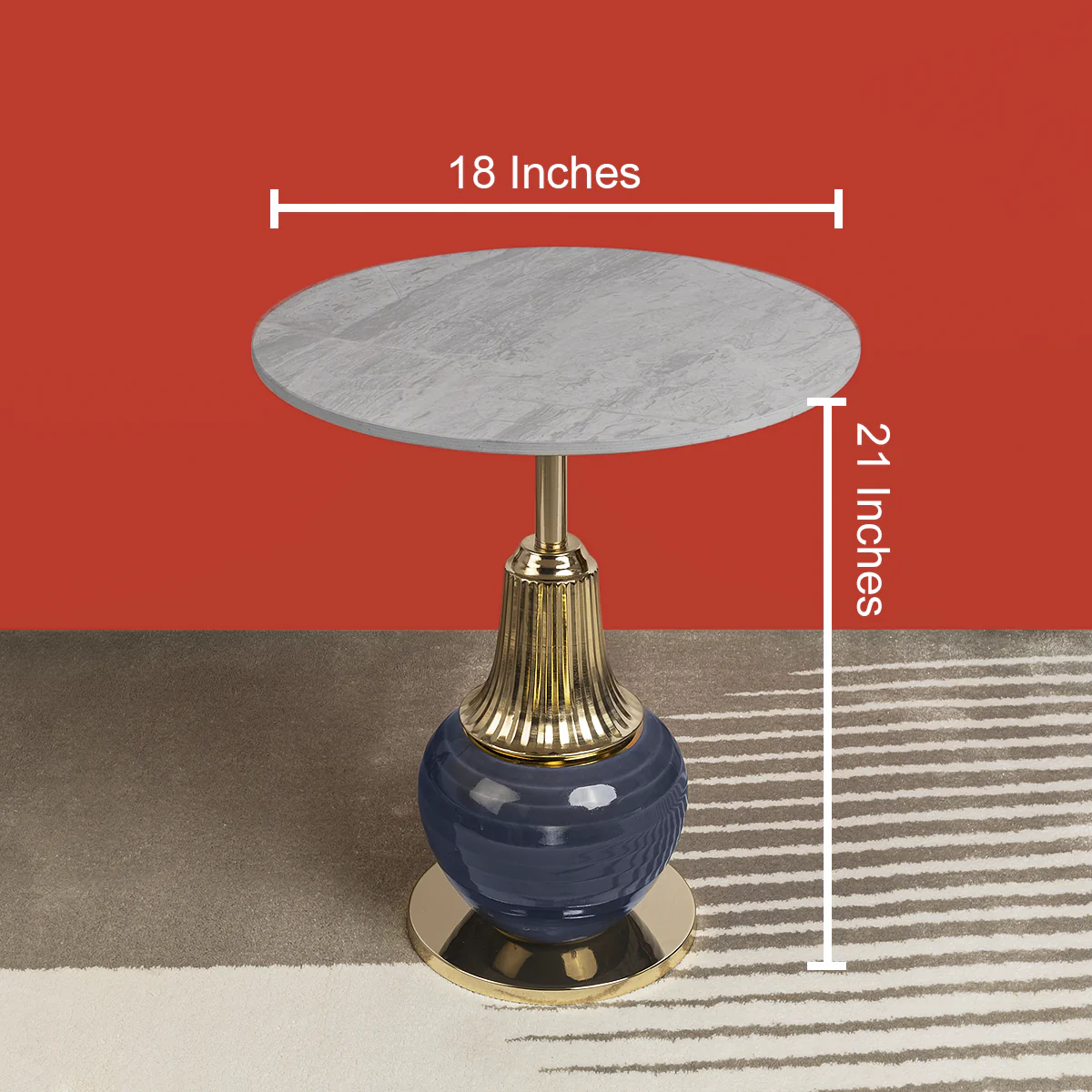 Obsidian Elegance Accent Side Table - Gray Marble - Image 2