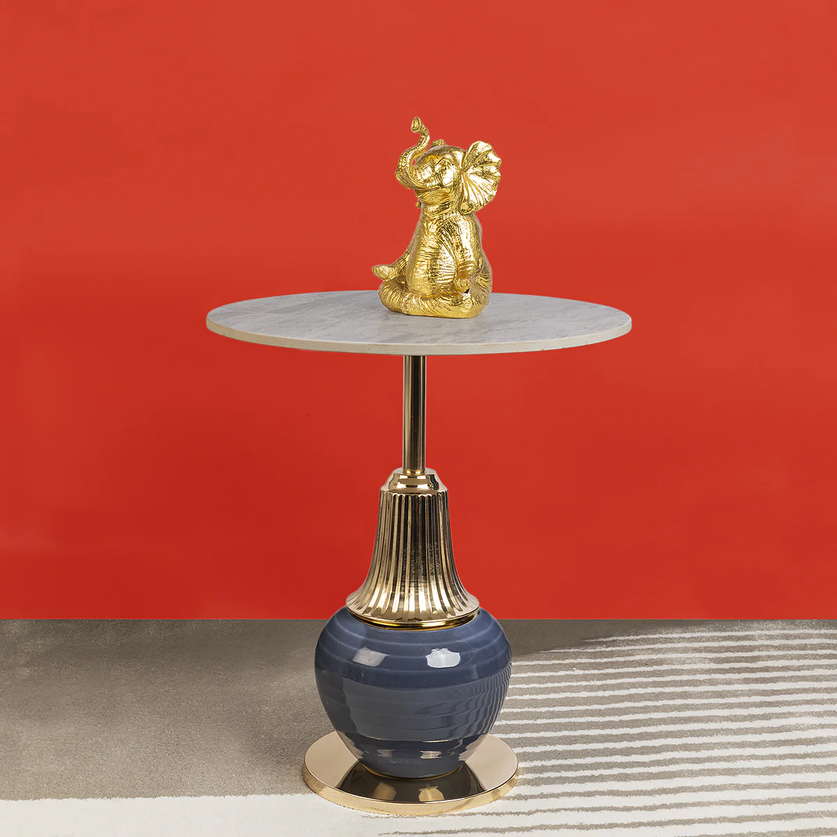 Obsidian Elegance Accent Side Table - Gray Marble - Image 3