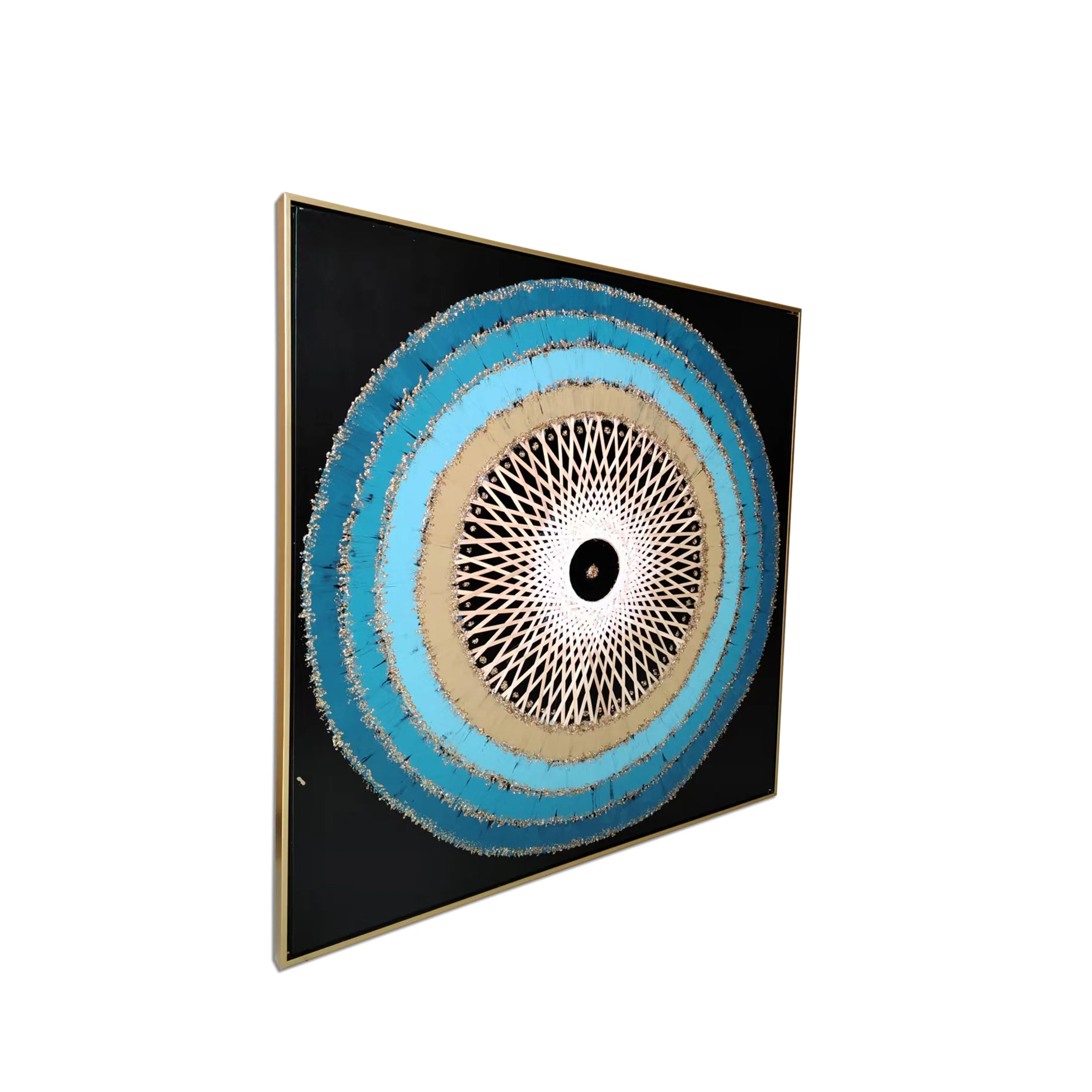Oceanic Vortex Hand Wall Painting for Home (Comes With an Outer Floater Frame) (40x40 Inches) - Image 4