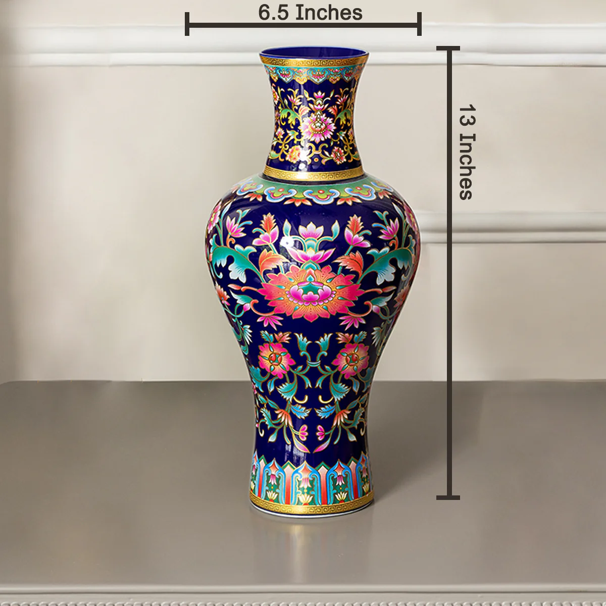 Palace Bloom Radiance Vase & Item for Home Decoration - Blue - Image 3