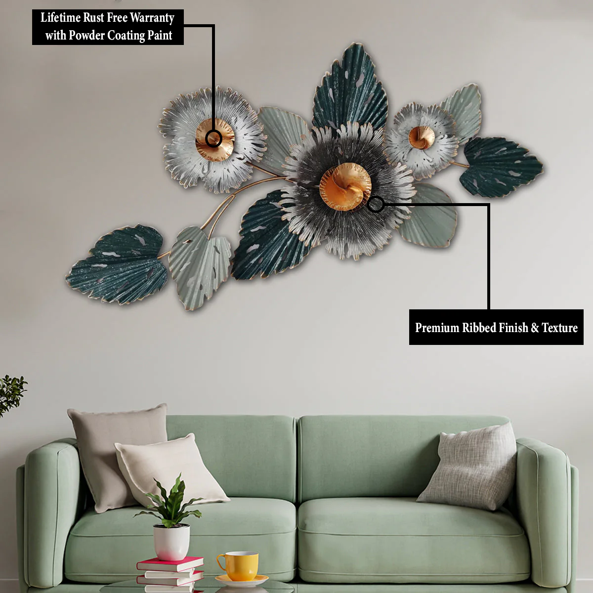 Palmero Floral Arrangment Metal Wall Decor - Image 3