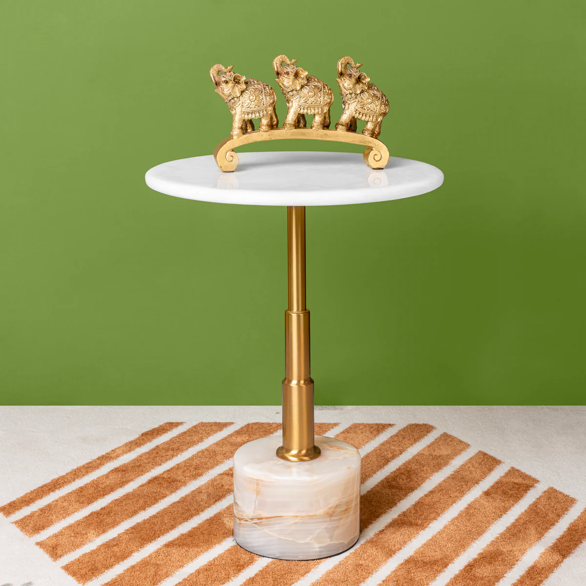 Pasadena Jade Stone and Stainless Steel Accent Table