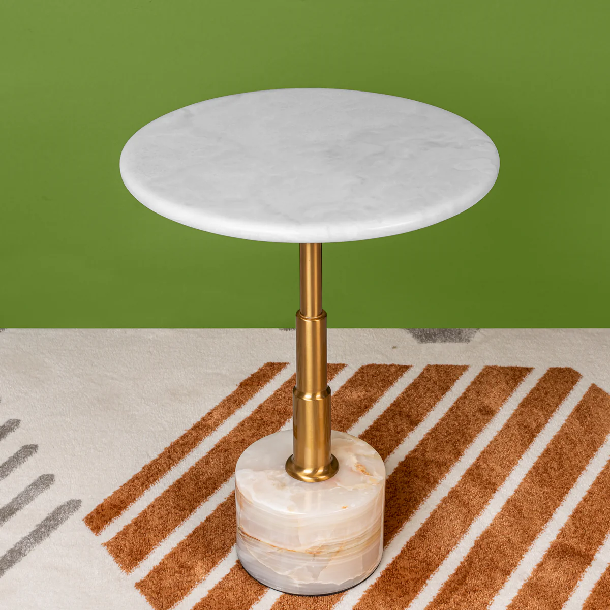 Pasadena Jade Stone and Stainless Steel Accent Table - Image 2