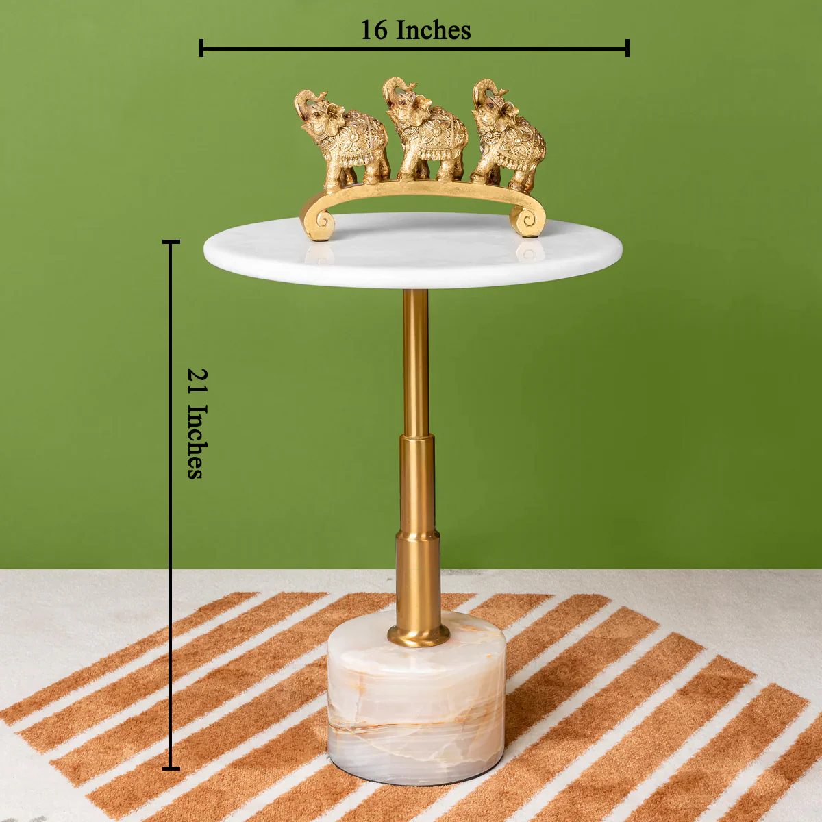 Pasadena Jade Stone and Stainless Steel Accent Table - Image 3