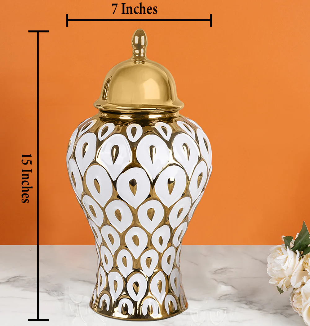 Peacock Elegance Decorative Ceramic Vase And Showpiece - Medium - Image 2