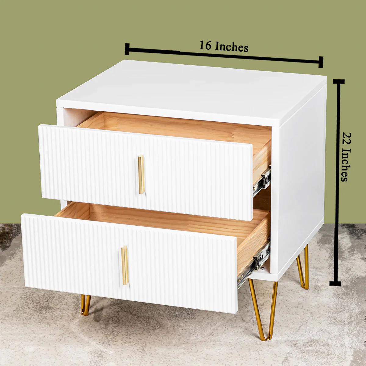 Pearly White and Gold Storage Accent Side Table - Image 2