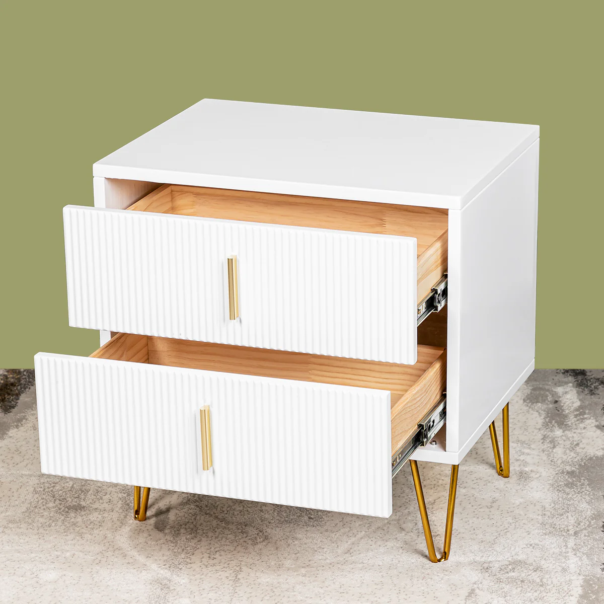 Pearly White and Gold Storage Accent Side Table - Image 3