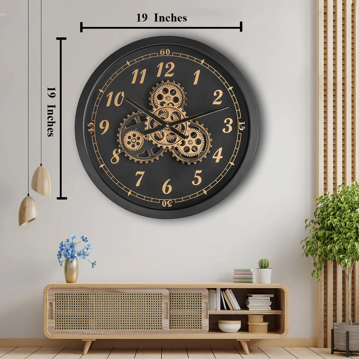 Perth three analogs Wall Clock With Moving Gear Mechanism - Image 2