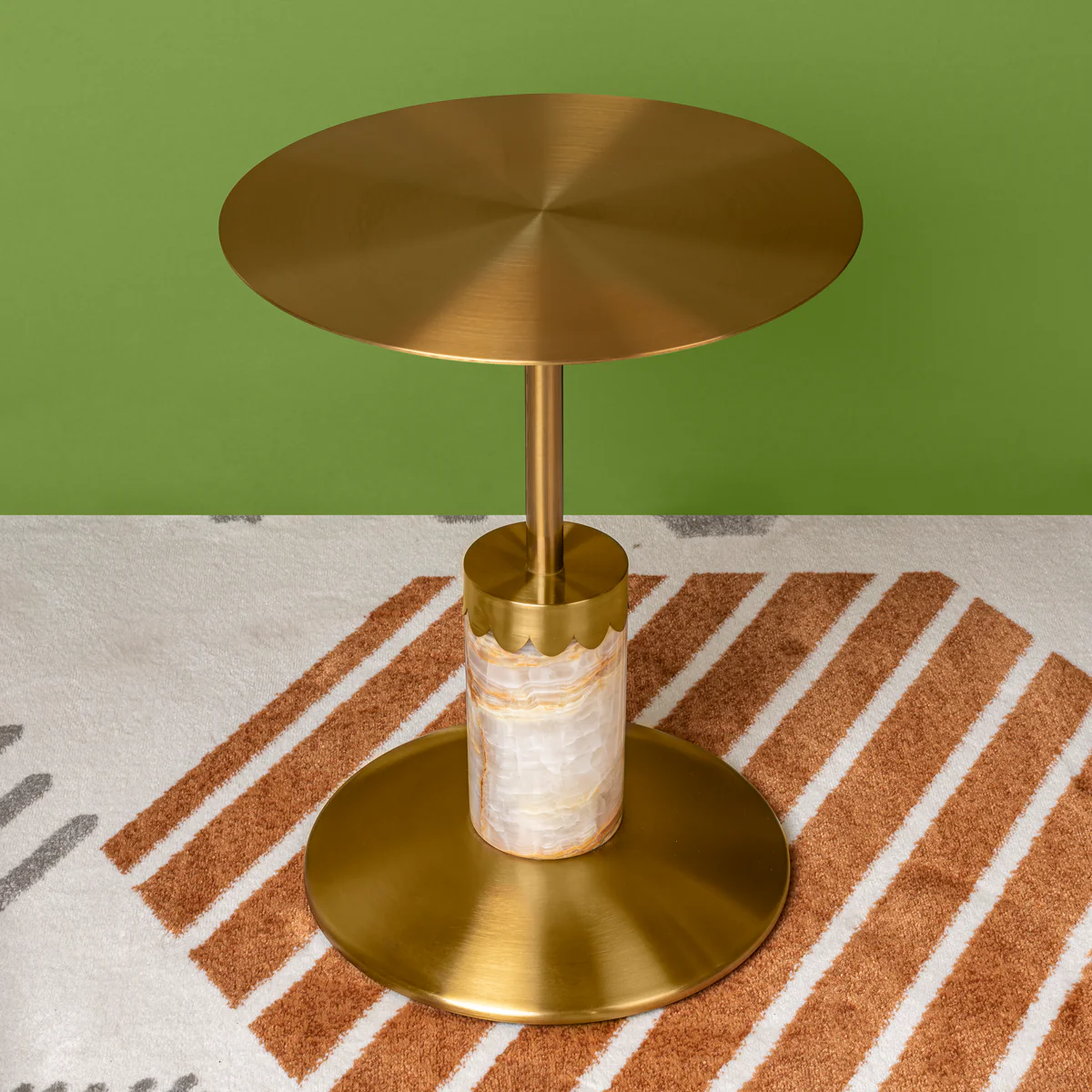 Picasso Jade Marble & Stainless Steel Accent Table - Image 2
