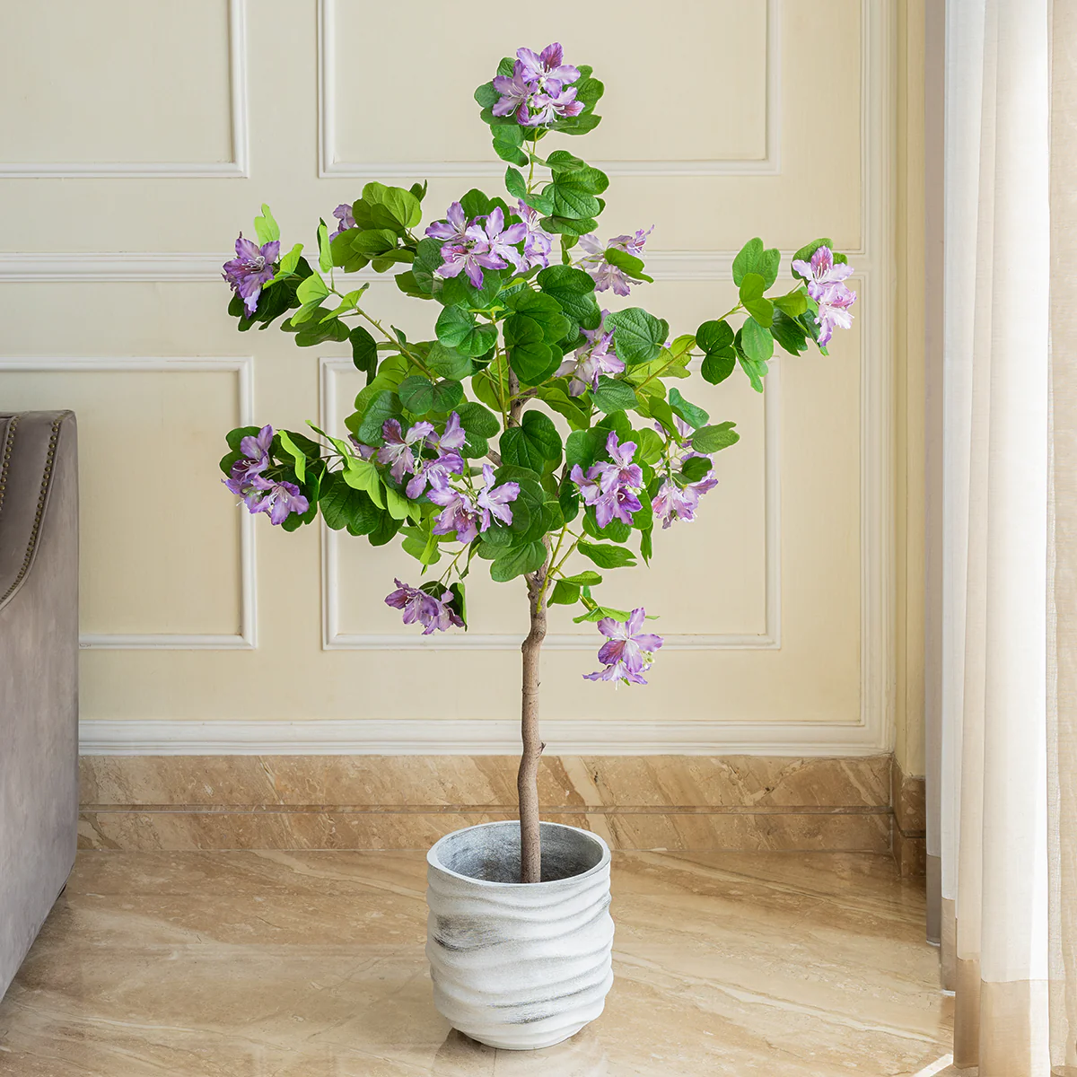 Purple Bauhinia Artificial Flower Plant For Home - 5 Feet (Natural Feel)