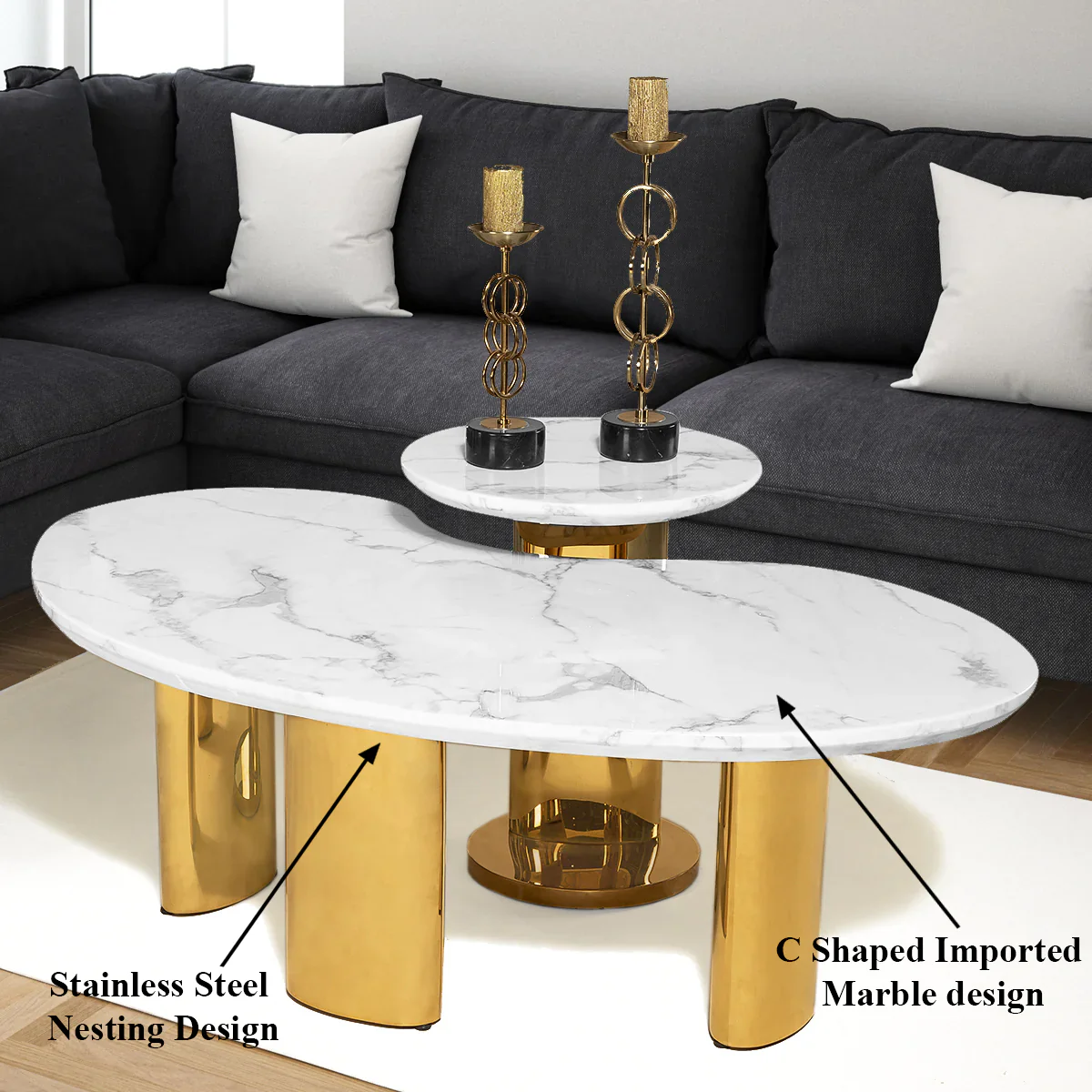 Radiant Rendezvous Centre Table - Set of 2 (Stainless Steel) - Image 2