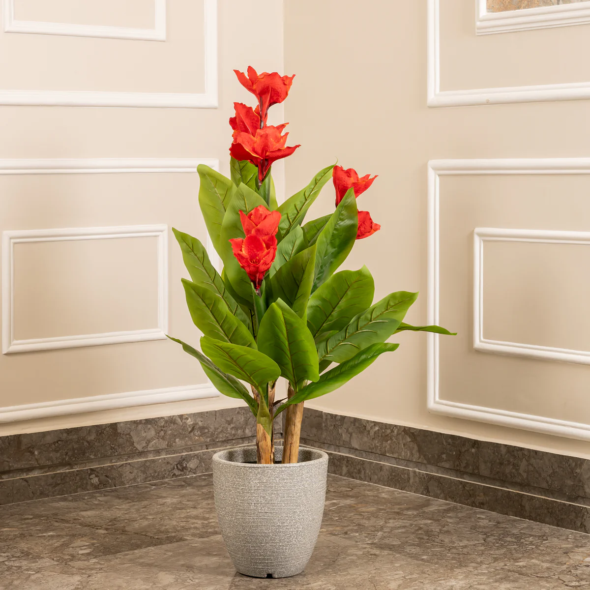 Radiant Ruby Red Lily Artificial plant (4 Feet) (Natural Feel)