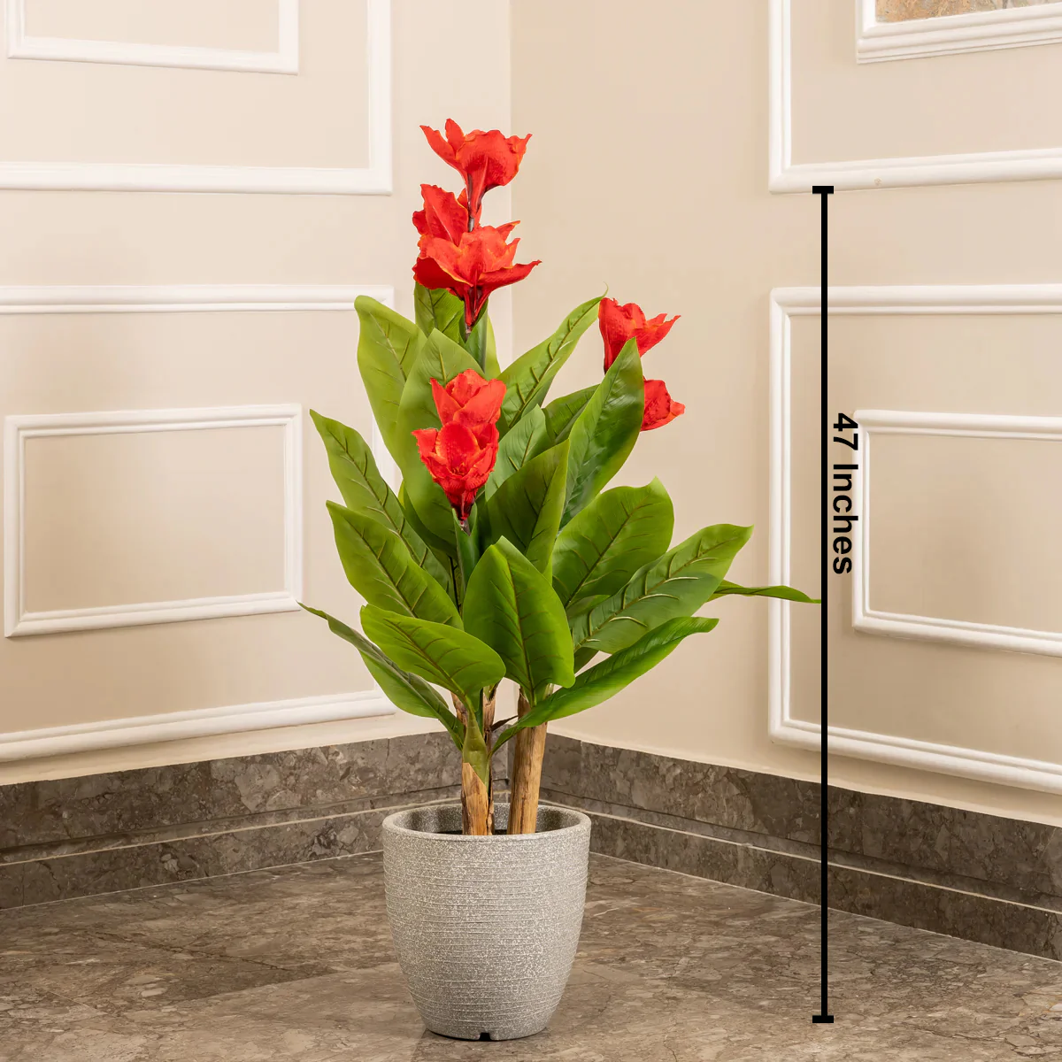Radiant Ruby Red Lily Artificial plant (4 Feet) (Natural Feel) - Image 2