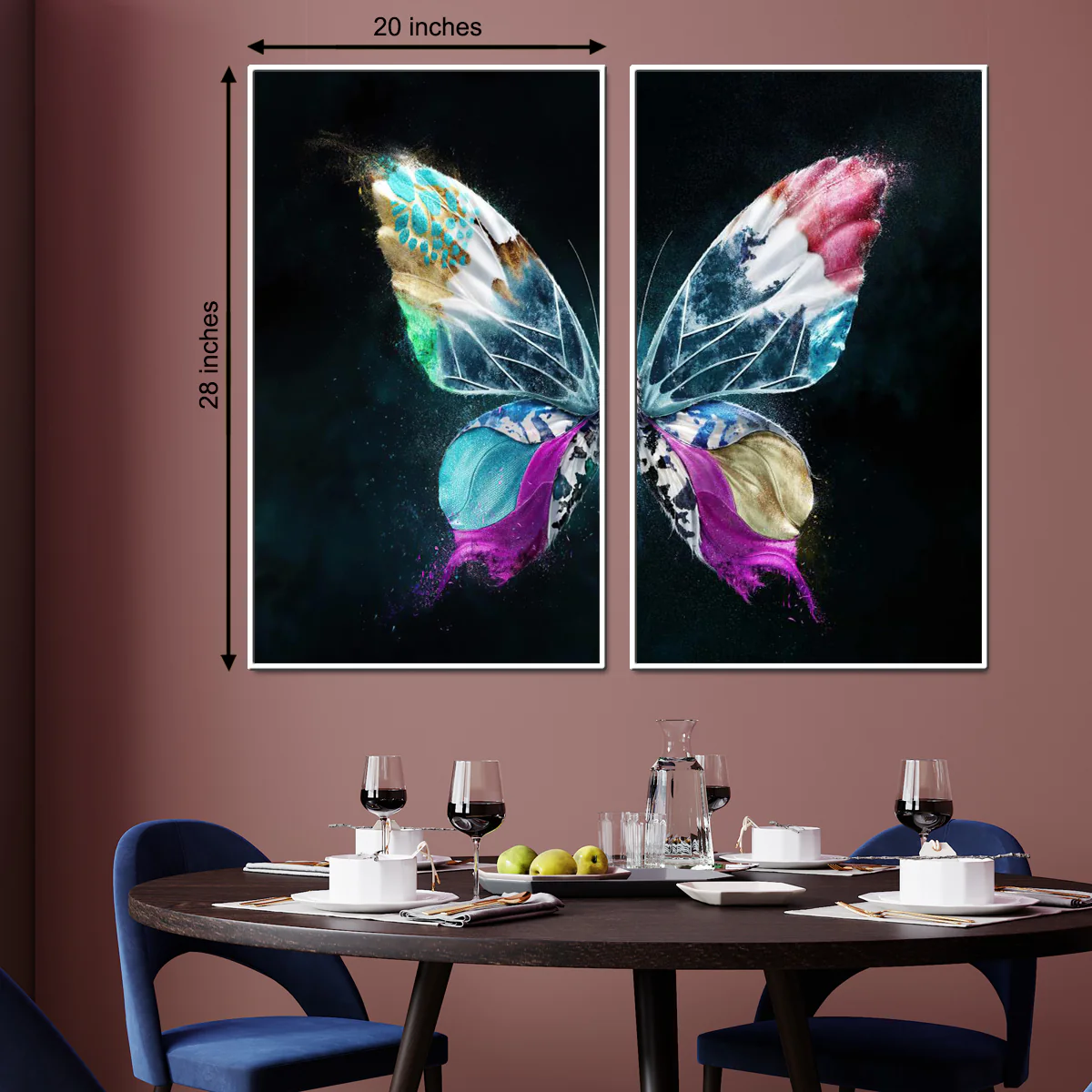 Reno neon 3 D Butterfly Framed Canvas Print - Image 2