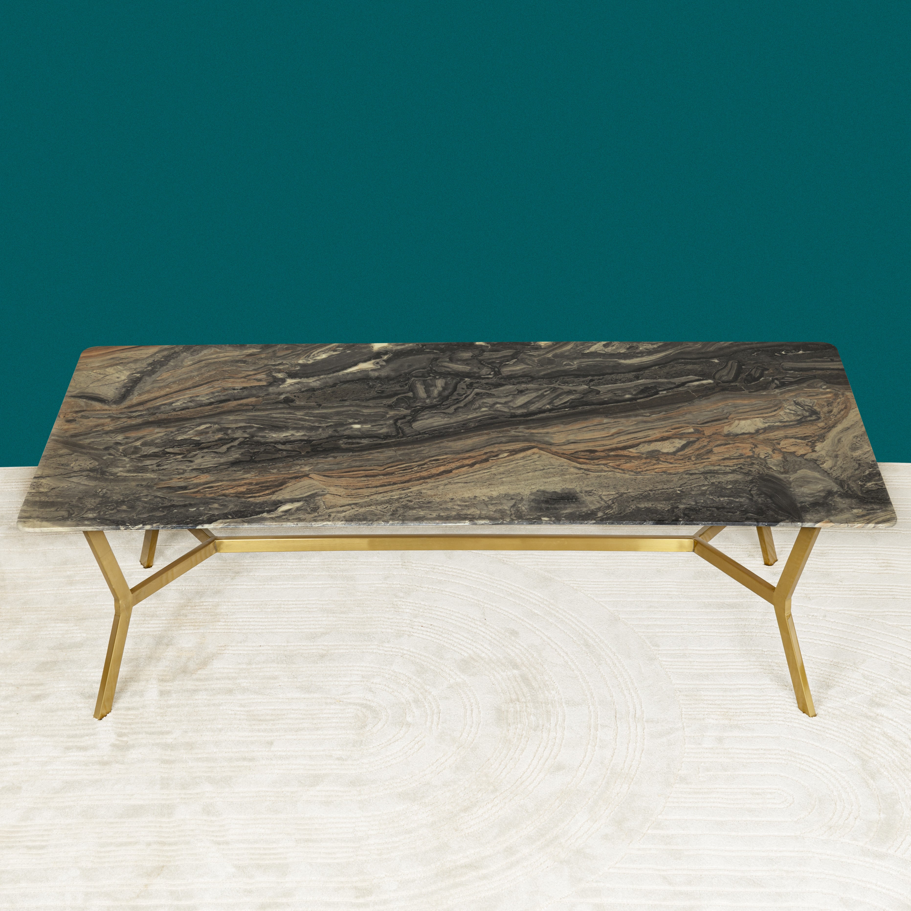 The Roman Rectangular Marble Coffee Table - GOLD (Stainless Steel) (Gray and white Stone) - Image 4
