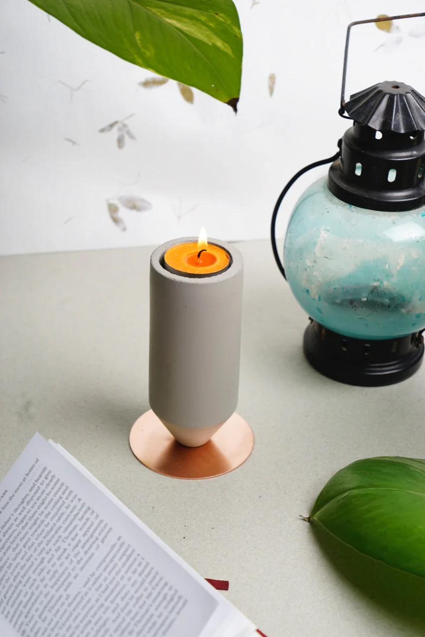 Rose Gold Base Decorative Candle Stand - Image 2