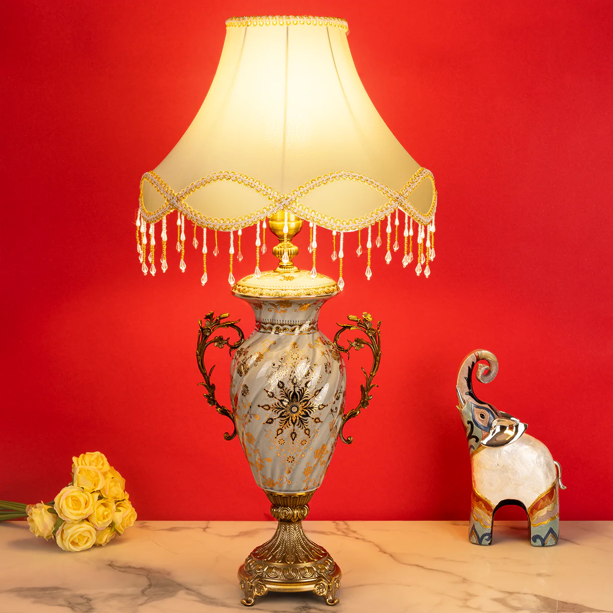 Royal Luster Decorative Ceramic Table Lamp for Bedroom - Image 2