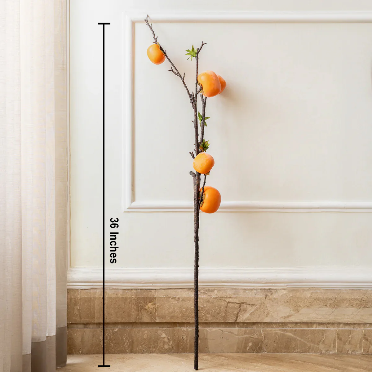 Rustic Faux Persimmon Artificial Fruit (Single Stem Only) - Image 2