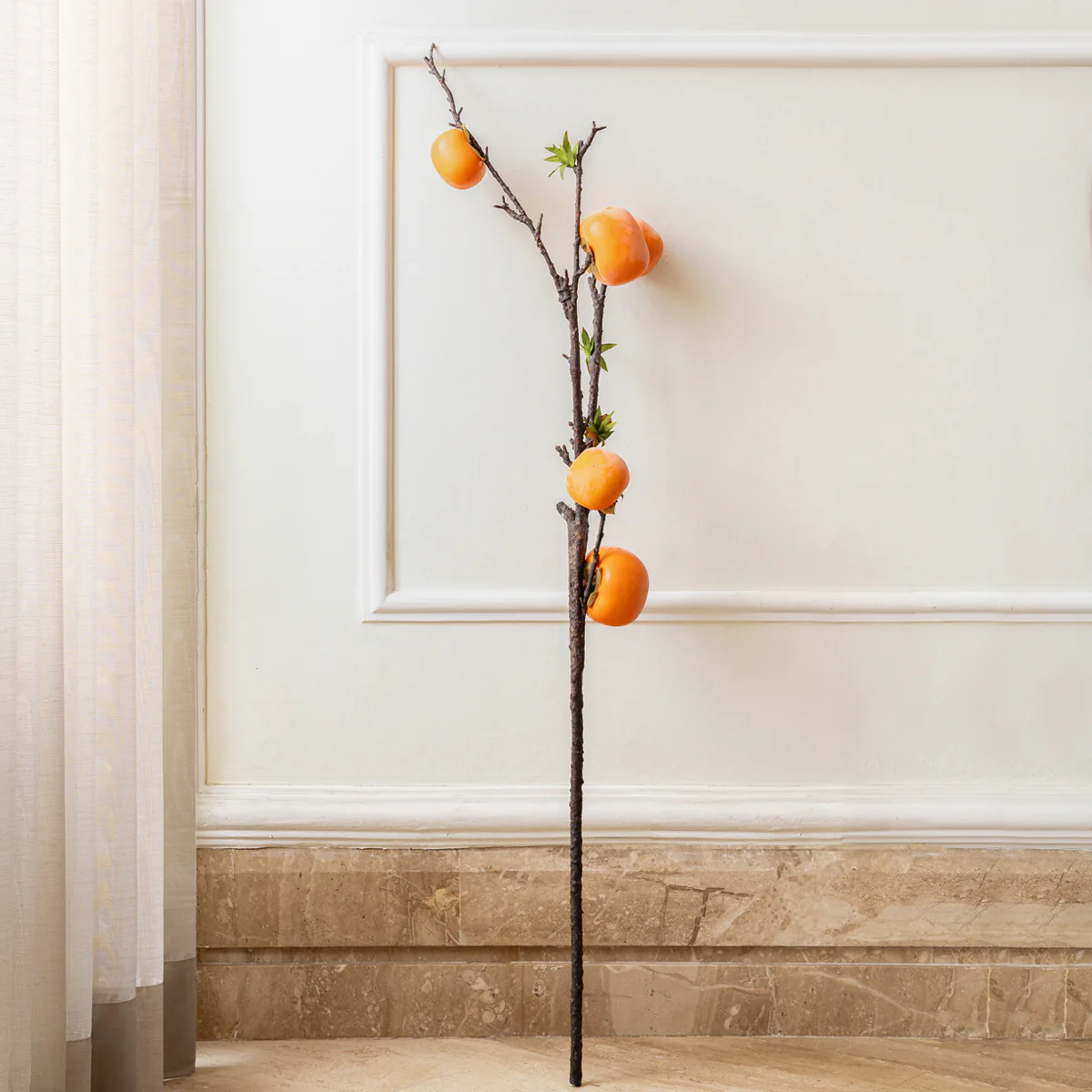 Rustic Faux Persimmon Artificial Fruit (Single Stem Only) - Image 3