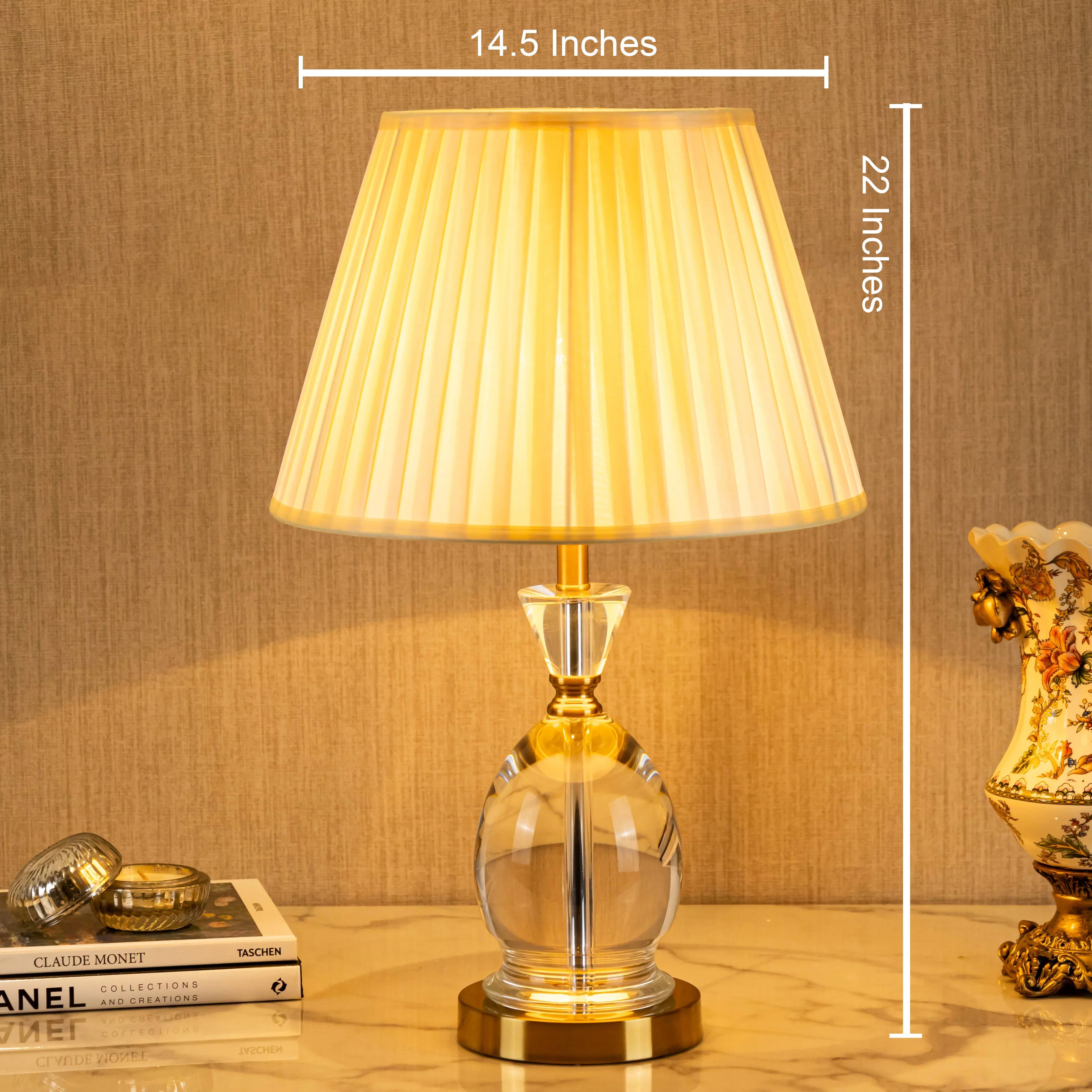 Sacramento Antique Steel Crystal Lamp with Shade - Image 3
