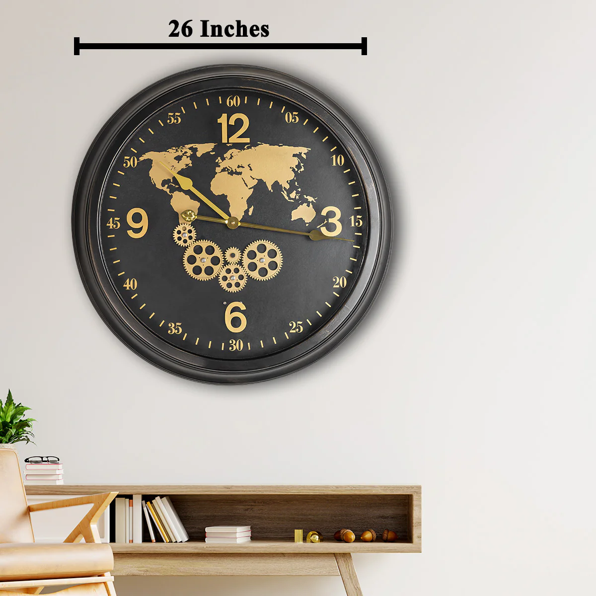 Samara Globe Round Wall clock With Moving Gear Mechanism - Image 2